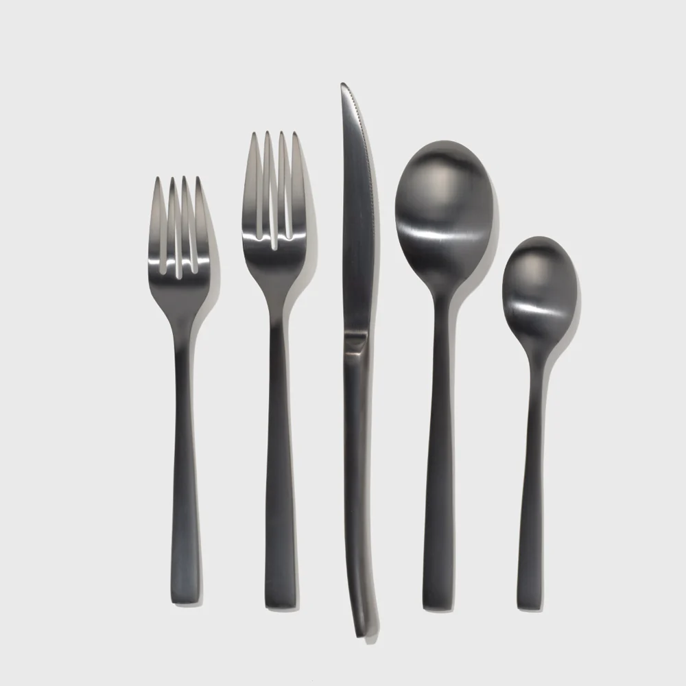18/10 Black Stainless Steel Forged Flatware Set - Image 3